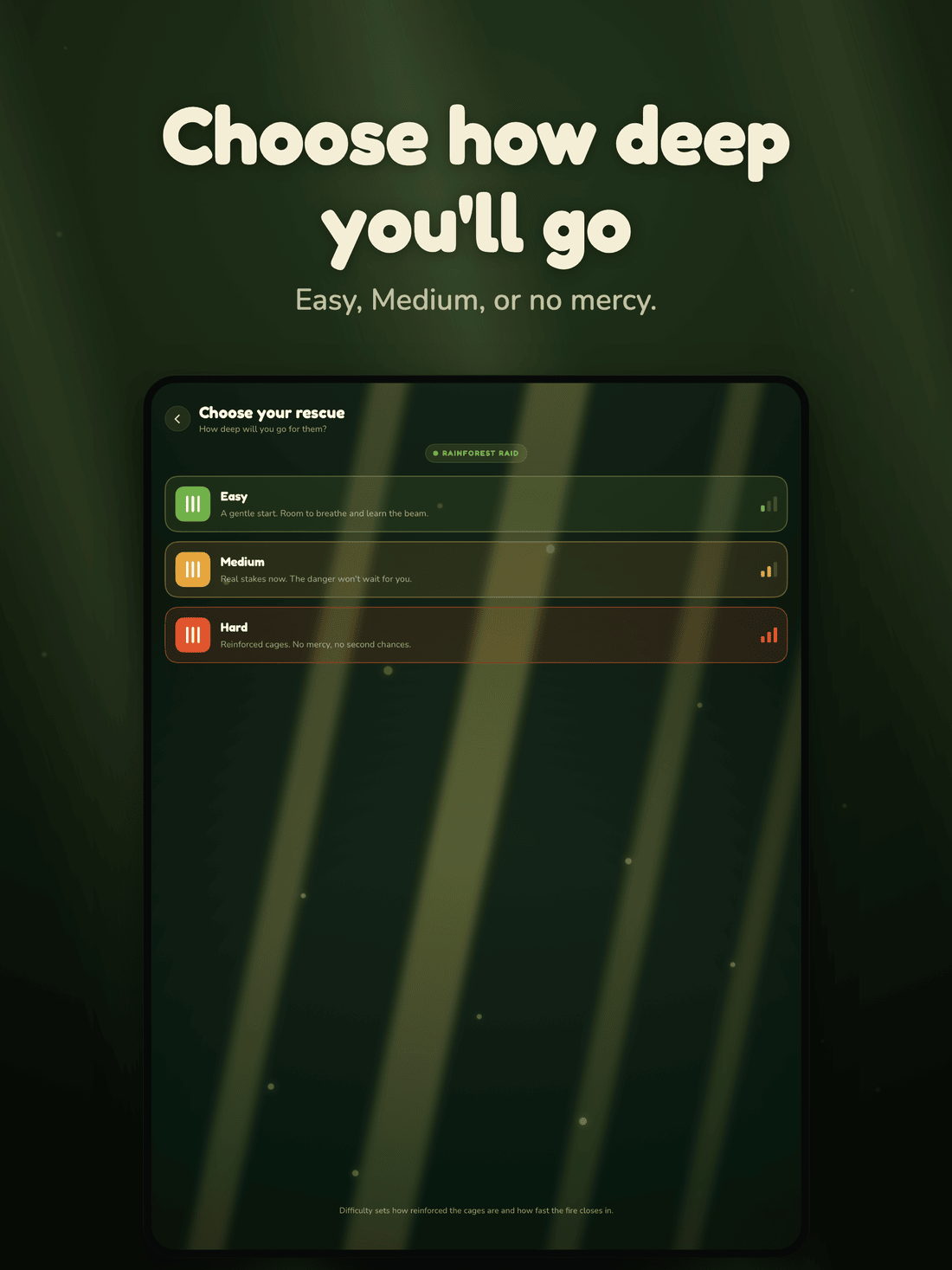 Choose your difficulty on iPad