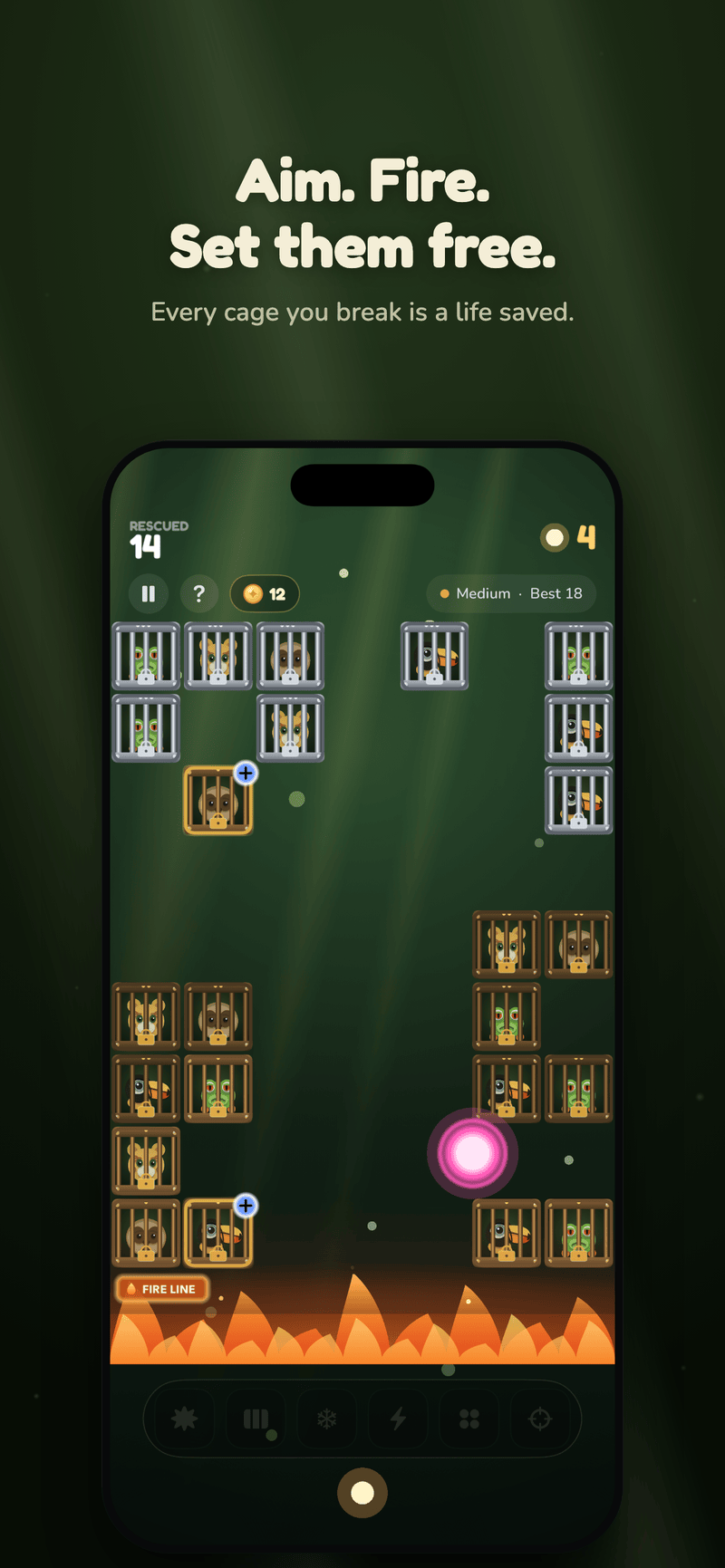 Cage Break gameplay — aim, fire, set them free